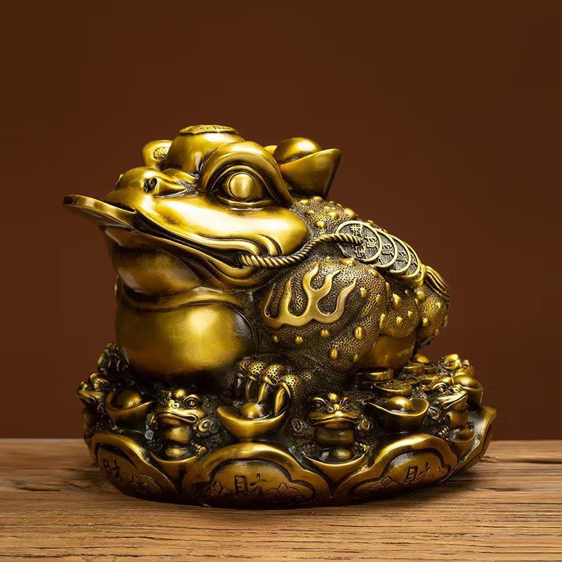 Copper Ingot Ornaments Shop Opening Gifts Three Feet Golden Cicada Toad Home Decoration Crafts