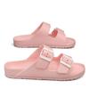 Women's Simple Solid Color Flat Heel Buckle Slip-On Slippers Large Size