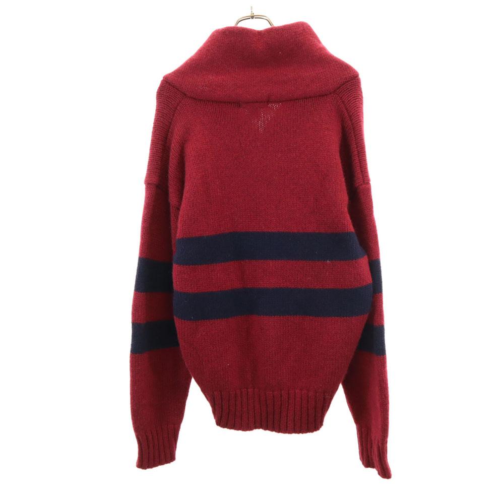 Gap 90s Old Wool Blend Border Pattern Long Sleeve Shawl Collar Sweater Men's Used