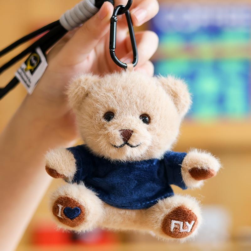 Wholesale 10Cm Bear Pendant Doll Keychain Printed Bear Backpack Pendant Soft Stuffed Bear Keyring For Students Graduation Gifts