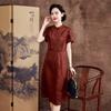 Red Butterfly Fragrant Cloud Yarn New  Silk Dress Large Size Embroidered Mulberry Silk Skirt