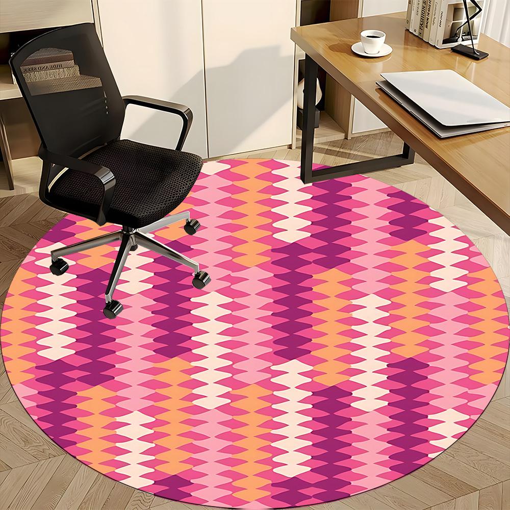 1 Stück bunter Kreisstuhlteppich für Büro, Innenbereich, rutschfest, waschbar, Polyesterfaserteppich,