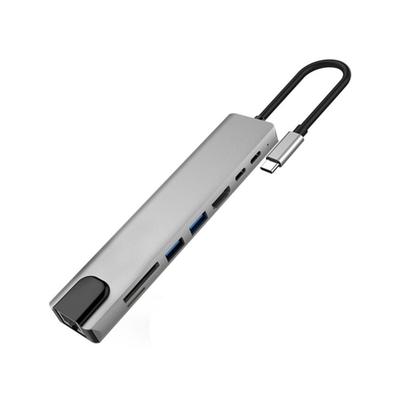 8-in-1 USB-C-Hub Typ-C auf HDMI 4K 30Hz USB 3.0 PD-Laden Kartenleser Multi-Port-Adapter für Laptop MacBook