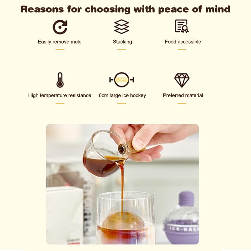 2Pcs Ice Cube Mold Round Ice Hockey Premium Silicone Ice Sphere Molds Seamless 2.5In Ice Balls Kitchen Must-Have For Chilled