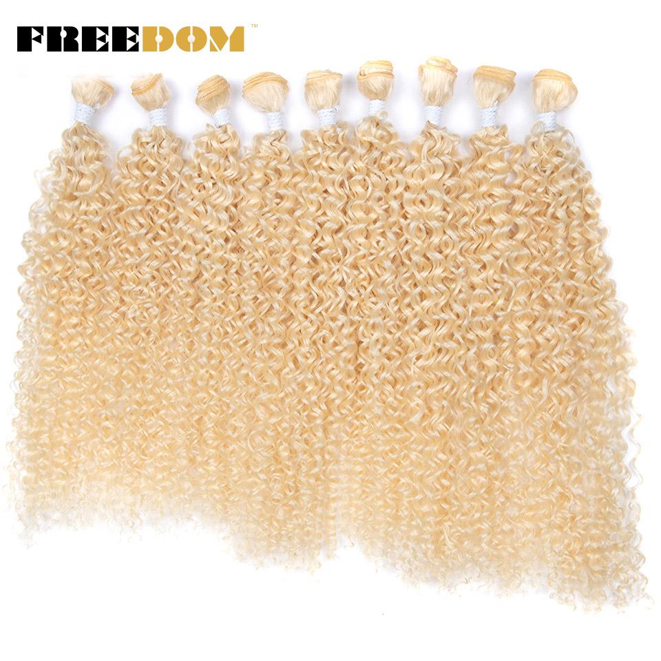 FREEDOM 22 24 26 Zoll Kinky Curly Synthetisches Haar Weave Extensions Ombre Braun Blond Hitzebeständige Faser Haarsträhnen