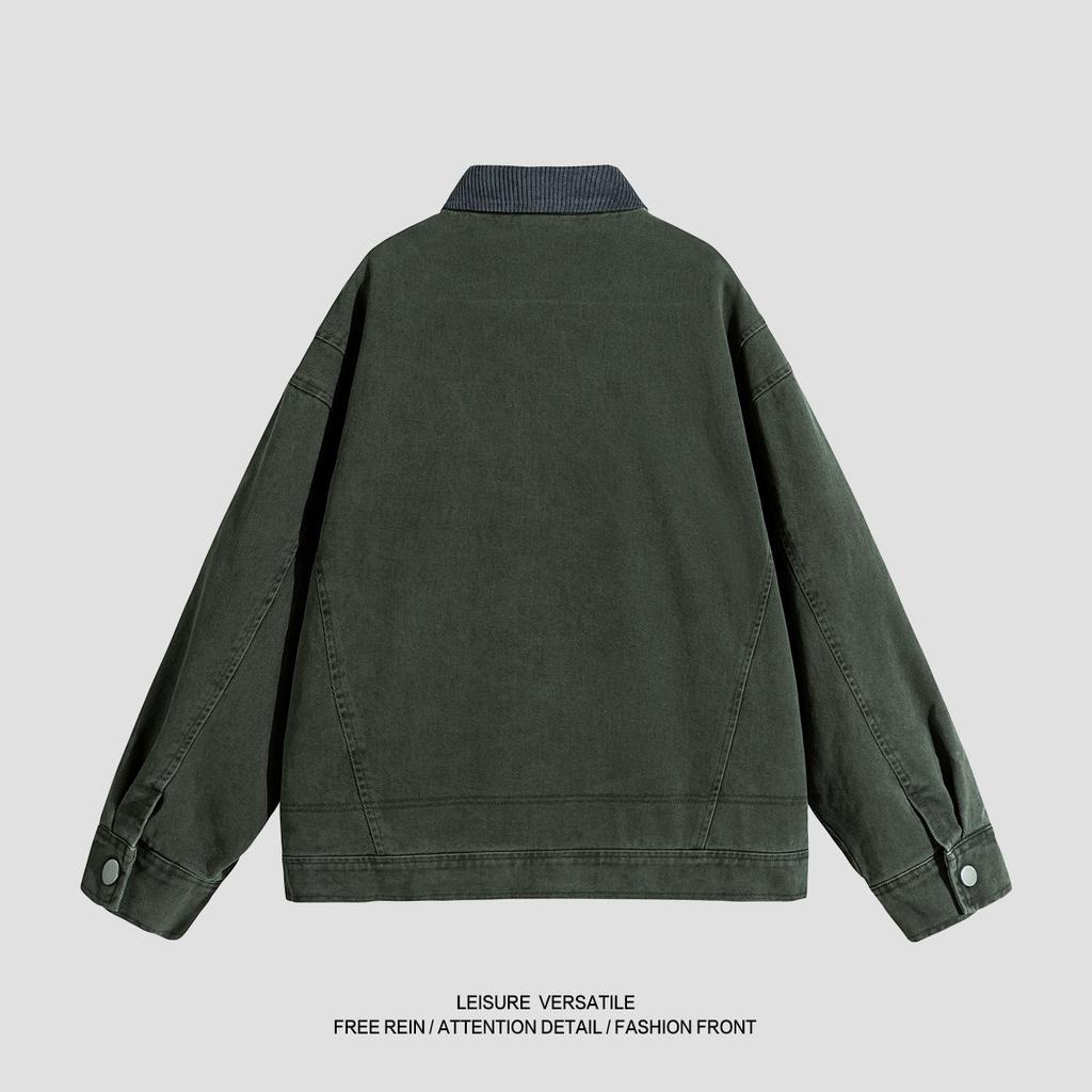 Pure Cotton Jacket for Men's New Jacket American-style Washing and Old Lapel Men's Spring and Autumn Clothing