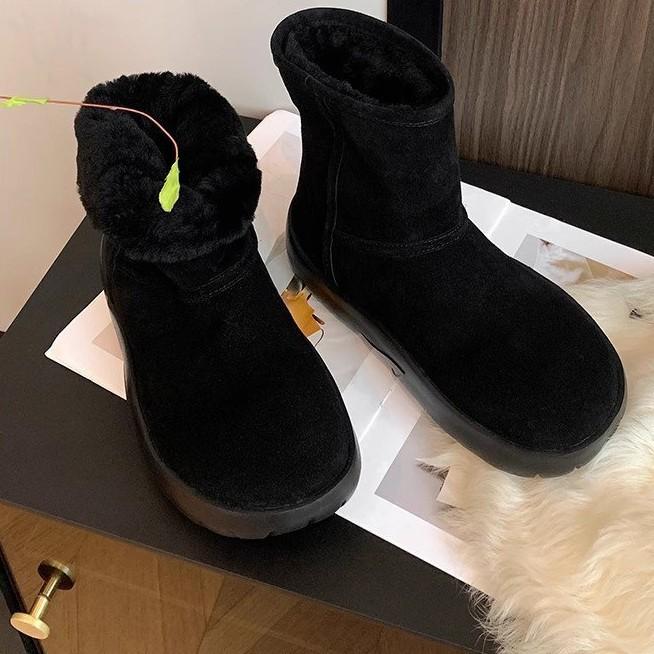 Koholversion tjockbottnade termiska och fleecepälsintegrerade snökängor bomullsskor nya vinterkorta stövlar