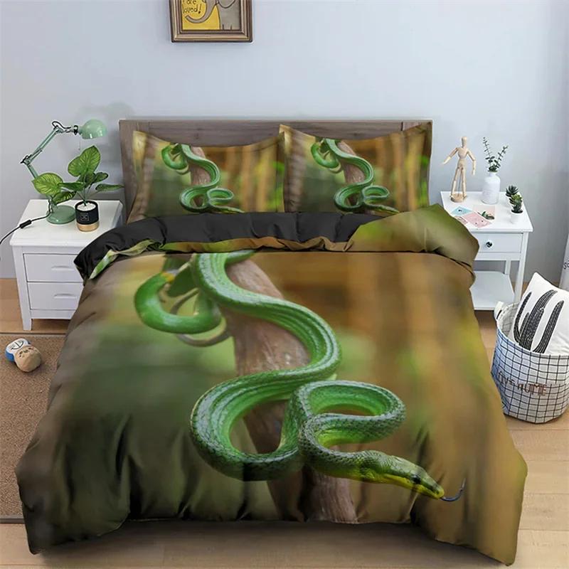 

Snake Duvet Cover Romantic Red Rose Floral Bedding Set Microfiber Wild Animal Comforter Cover Single King Queen For Kids Adult EU Single(135x200cm)
