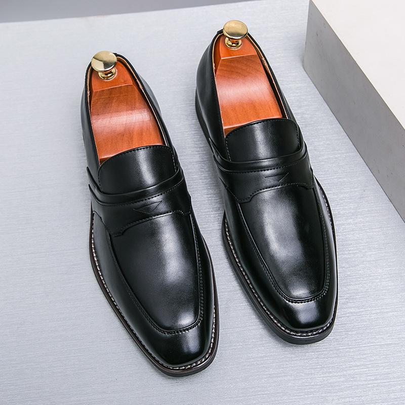 

Square head small leather shoes polished leather shoes casual youth loafers trend 46 foreign trade 47 men s British large size 48 38