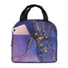 Blue Purple Gilded Luxury Gold Marble Insulated Lunch Bag for Women Cooler Thermal Food Box Tote Portable Lunch Boxes Container