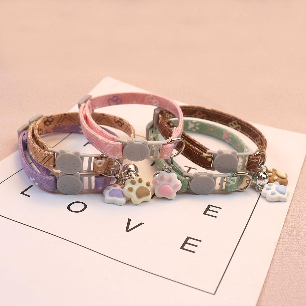 Cat Collar with Bell Pet Collar for Small Dogs Puppy Kitten Stuff Accessories Adjustable Footprint Cat Breakaway Collar MBO02