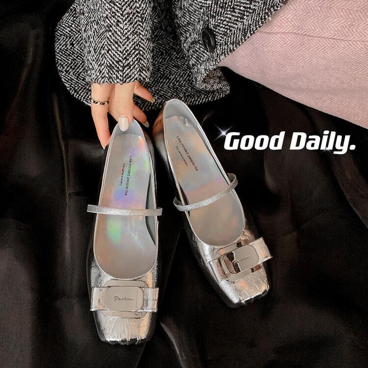 Continue to produce~ 2025 leather ballet shoes women's French shallow mouth flat bottom one word with Mary Jane single shoes