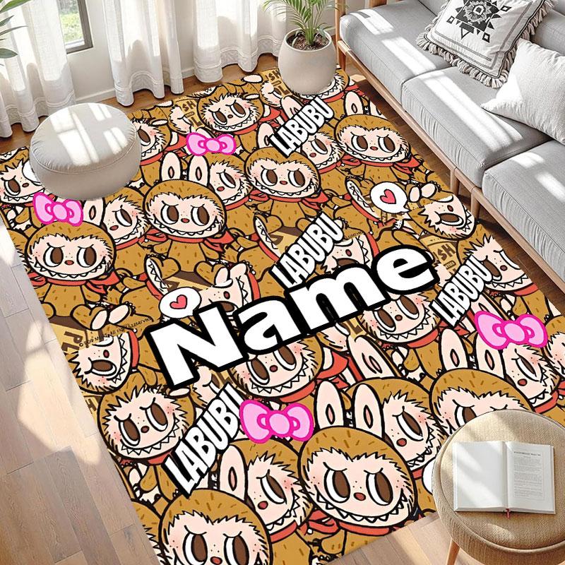 Custom Name Personalized Labubu Print Carpet, Versatile Home Decor Rug, for Playroom, Apartment, Balcony, Entryway, Hallway Gift
