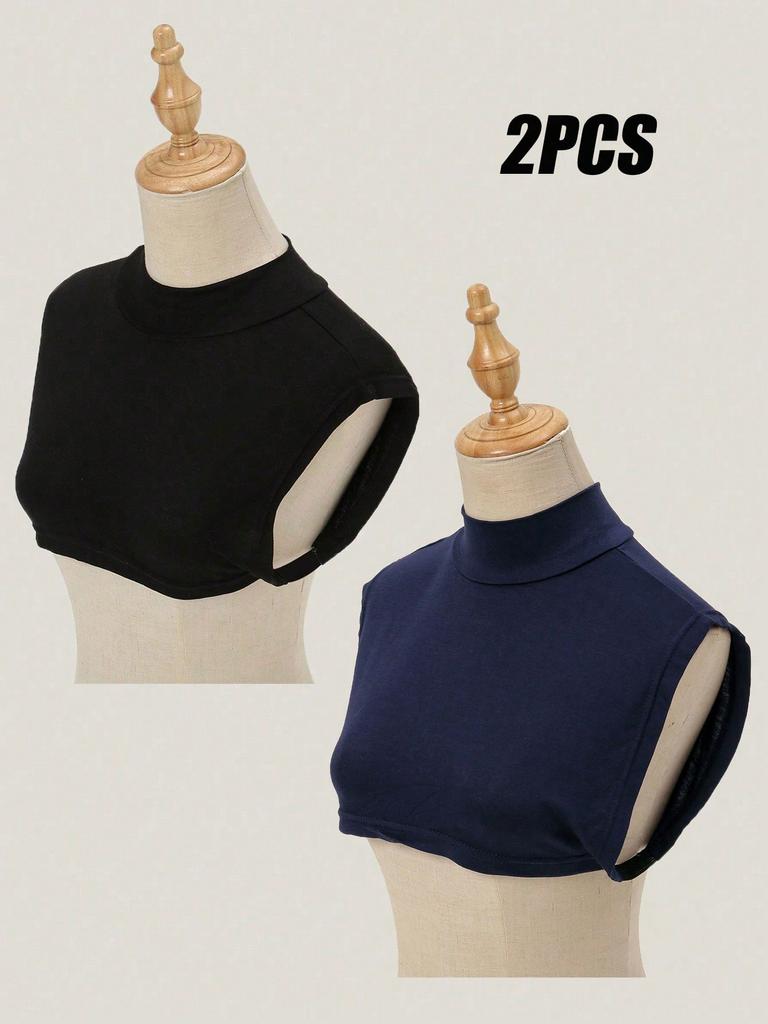 2Pcs Modal Square Fake Collar Soft Elastic Modal Detachable Collar Solid Color Turtleneck High Inner Neck Cover Women Scarf