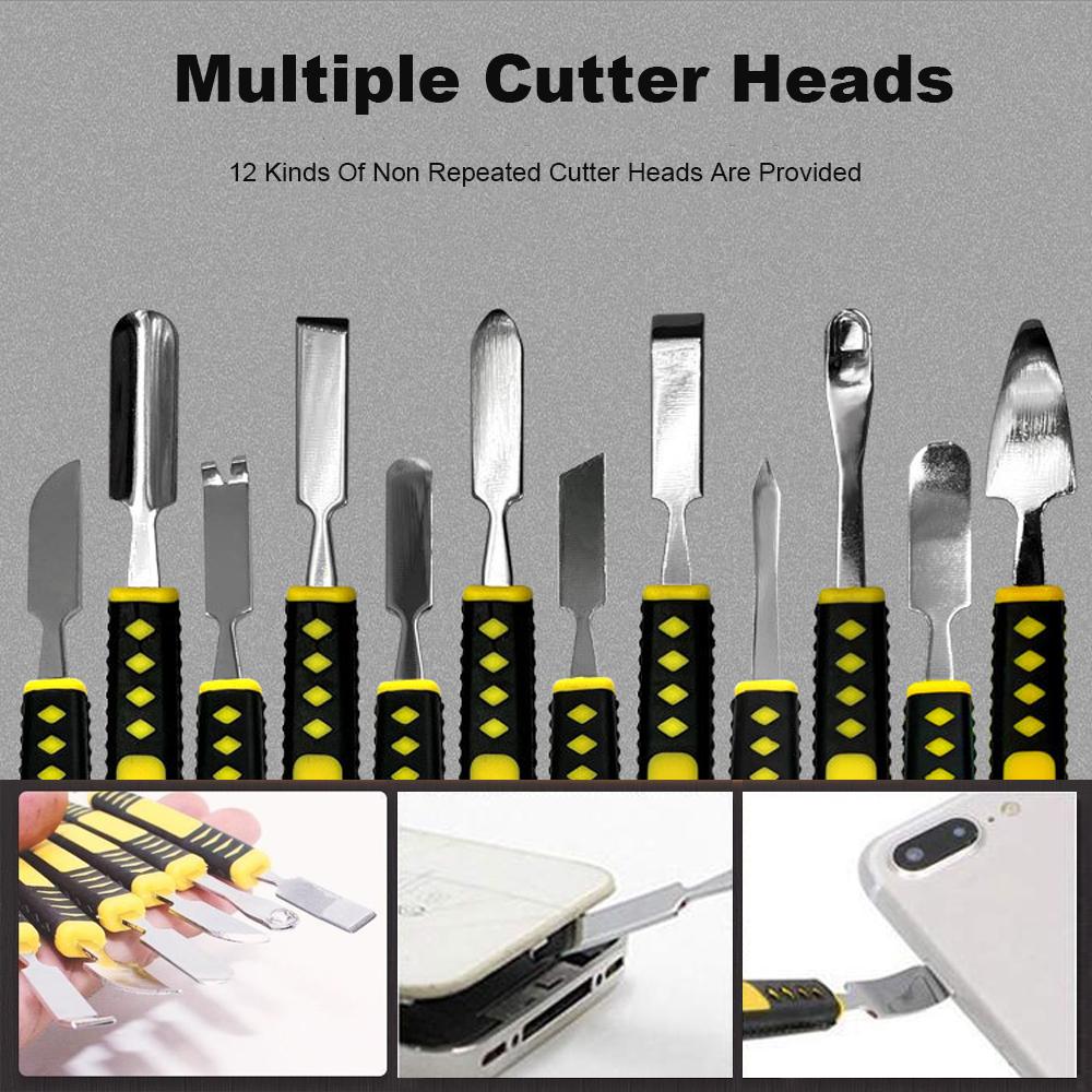 6 in 1 Mobile Phone Prying Tool Kit Dual End Metal Scraper Crowbar Heavy Duty Professional Smartphone Tablet Repair