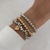 Vintage Irregularity Unique Design Bead Heart-Shaped Pendant Jewelry Set For Women Bracelet Necklace Ring Gift