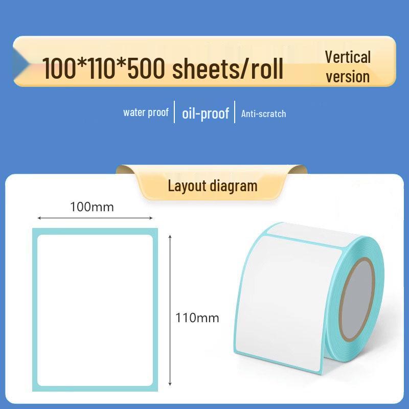 Double Row Thermal Paper Self-Adhesive Labels for QR Code & Barcode Printing, Water/Oil/Heat-Resistant, Free Shipping