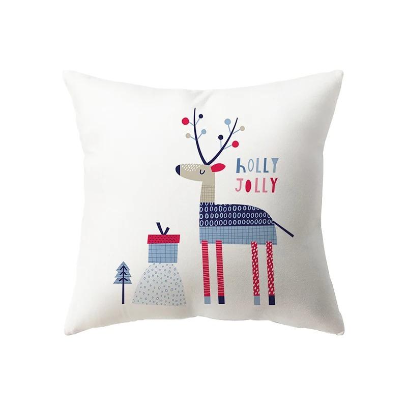 Christmas Decoration Santa Claus Print Pattern Cushion Cover Home Living Room Sofa Square Pillow Cover