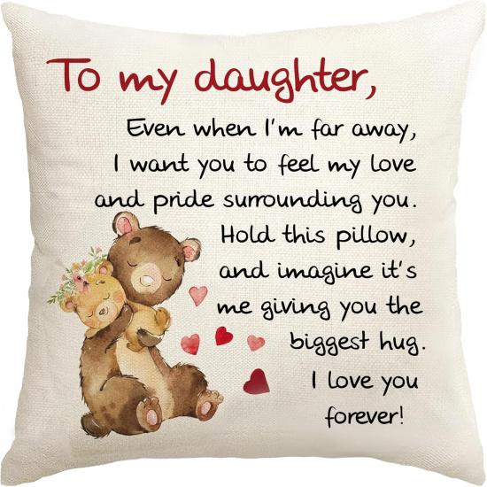 Daughter Gifts from Mom18x18 Throw Pillow Cover - Best Daughter Ever from Mom & Dad, Birthday Gifts for Daughters, to My Beloved, Decorative Pillow