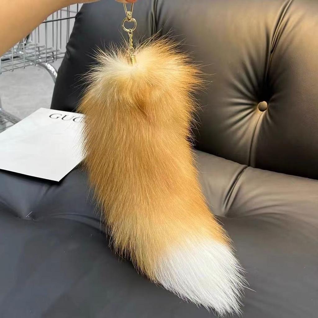 Internet Celebrity Oversized Fox Tail Keychain and Tagging