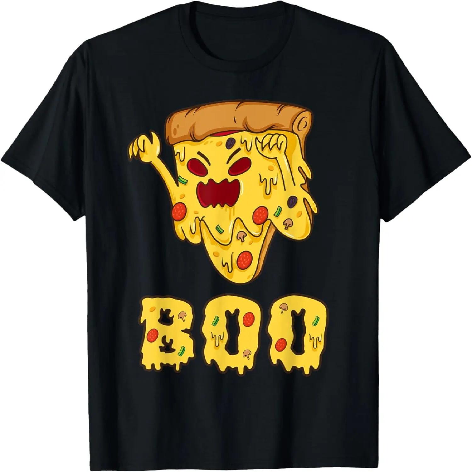 Boo Halloween Pizza Shirt Funny Fast Food Scary Graphic T-Shirt S