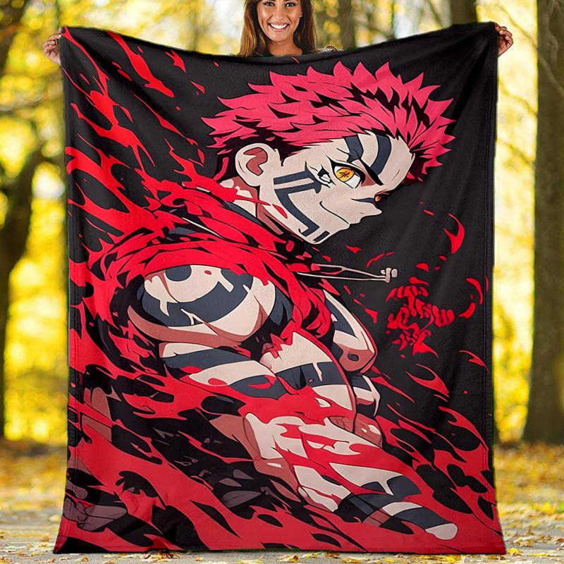 1pc Akaza Theme Blanket - Digital Print, Polyester, Cozy for All Seasons, Perfect for Outdoor, and Travel