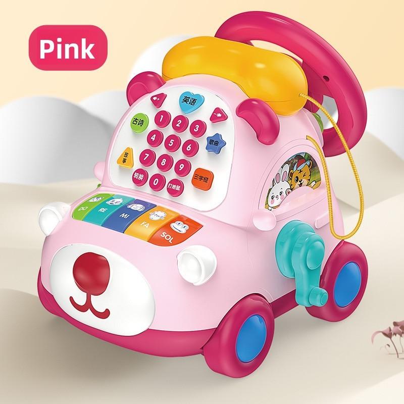 Baby Early Education Cartoon Bear Phone With Motorized Steering Wheel For Toddler Learning And Play