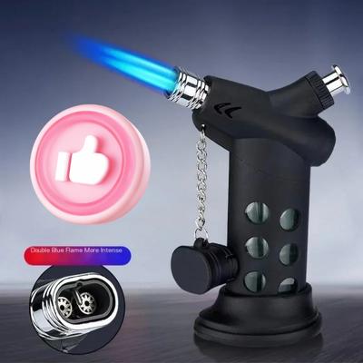 Windproof Double Jet Blue Flame Torch Spray Gun Butane Gas Lighter Outdoor BBQ Kitchen Cigar Lighters Smoking Accessories Gadget