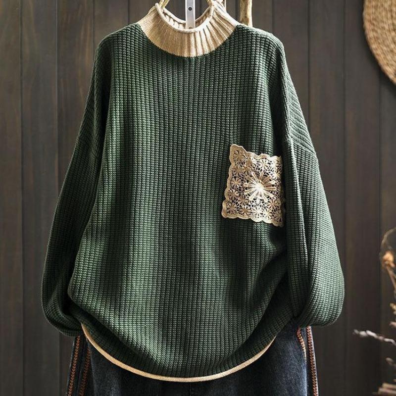 

Sweater for Women Autumn Winter Turtleneck Pullover Warm Knitted Stretchy Long Sleeve Oversize Jumper Tops XXXXL зелений