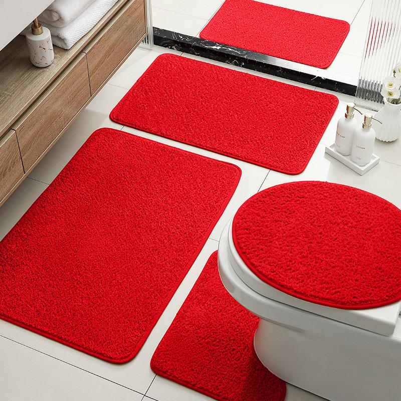 Hot-Selling Bathroom Luxury Set Floor Mat Imitation Cashmere Solid Color Toilet Seat Toilet Bathroom Absorbent Non-Slip Mat