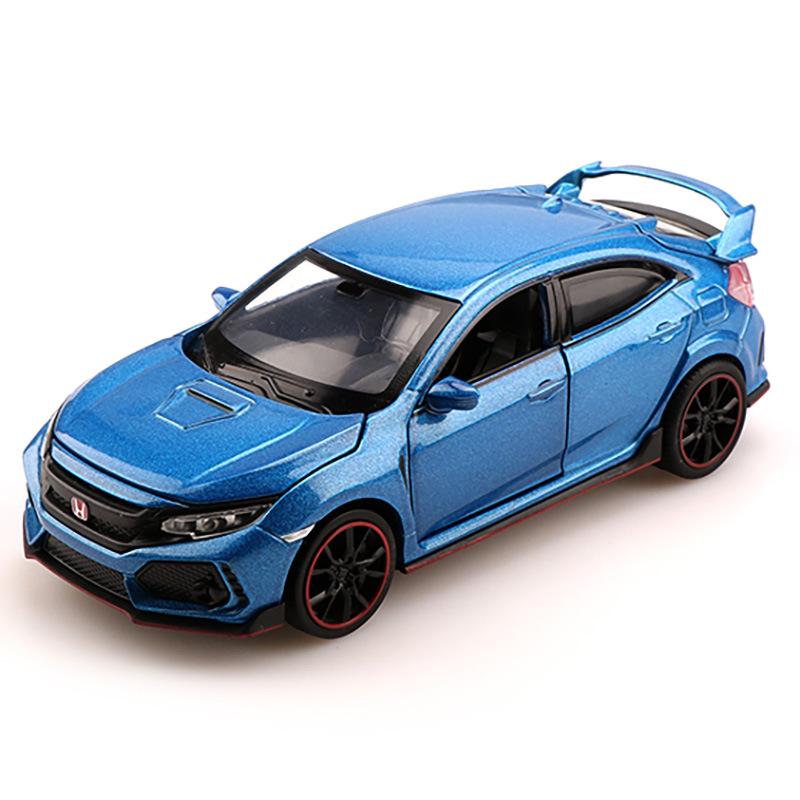 

1/32 Scale Honda Civic Type-R Sports Car Alloy Diecast Metal Model Sound & Light Toy Trendy Decoration Ornament Children Toy Gift синий