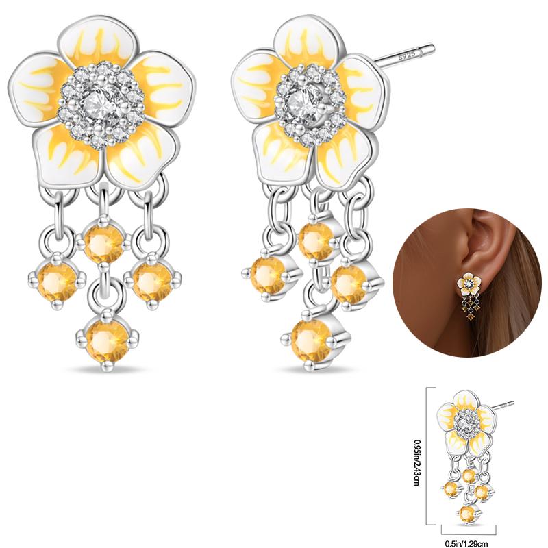 Early Spring 925 Silver Pink Tulip Sunflower Butterfly Grape Sweet Fresh Earrings Fit For Engagement Fine Jewelry Gifts