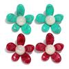 New Colorful Acrylic Flower Stud Earrings for Women Summer Fashion Five Petal Floral Resin Earring Statement Jewelry Daily Gifts