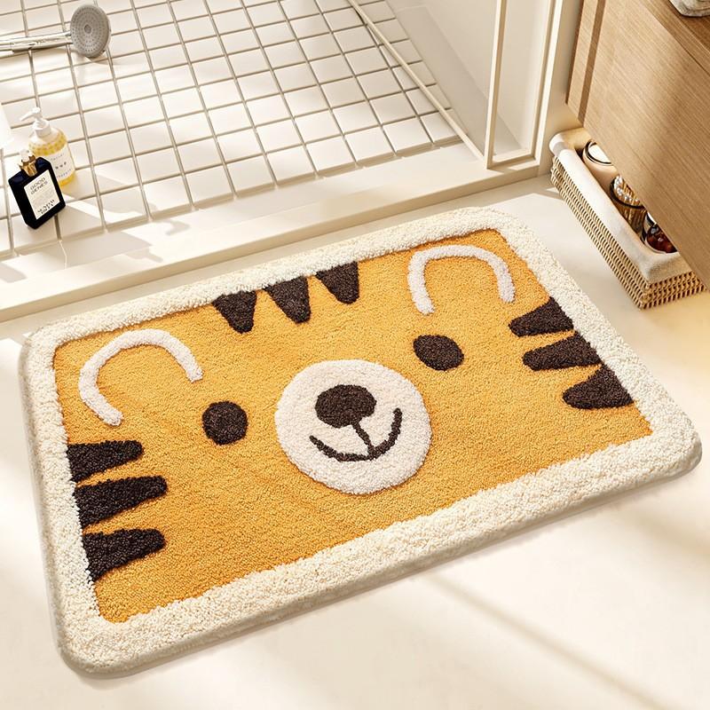 Plush Bathroom Rug Non-Slip Absorbent Floor Mat Toilet Entrance Quick Dry Cartoon Style