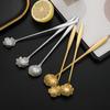 Stainless steel long handle stirring spoon milk powder coffee spoon dessert spoon creative golden small spoon small round spoon