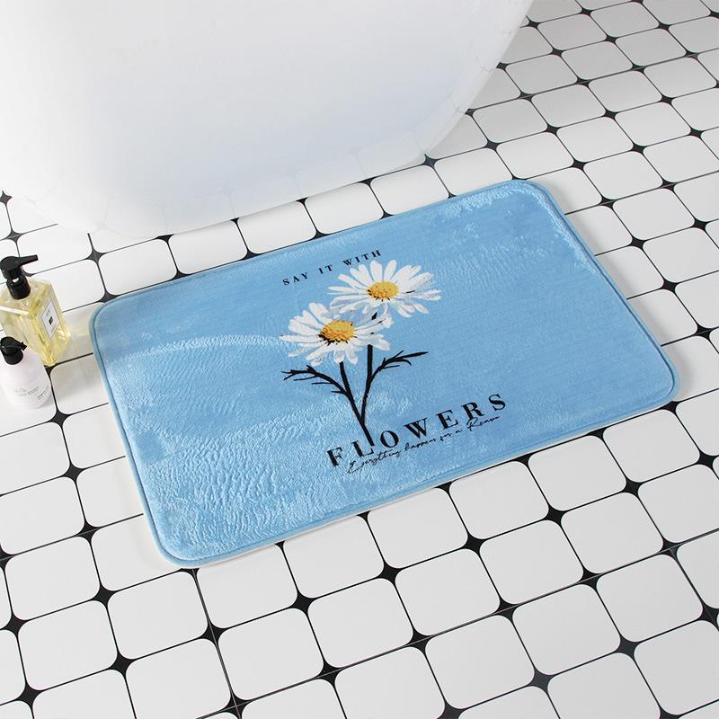 

VIKAMA Flannel Carpet Summer Leaves Floor Mat Bathroom Non-Slip Doormat Thickened Washable Water-Absorbent Household Carpet 40X60CM(1.3x2FT