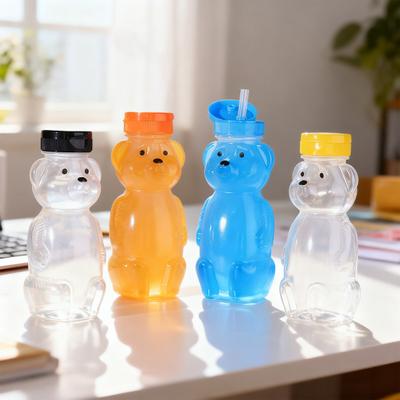 230ml Straw Cup Bear Shape Child Safe Drinking Cup with Safety Lid Straws Spill-proof Baby Shake Cup Drinkwear