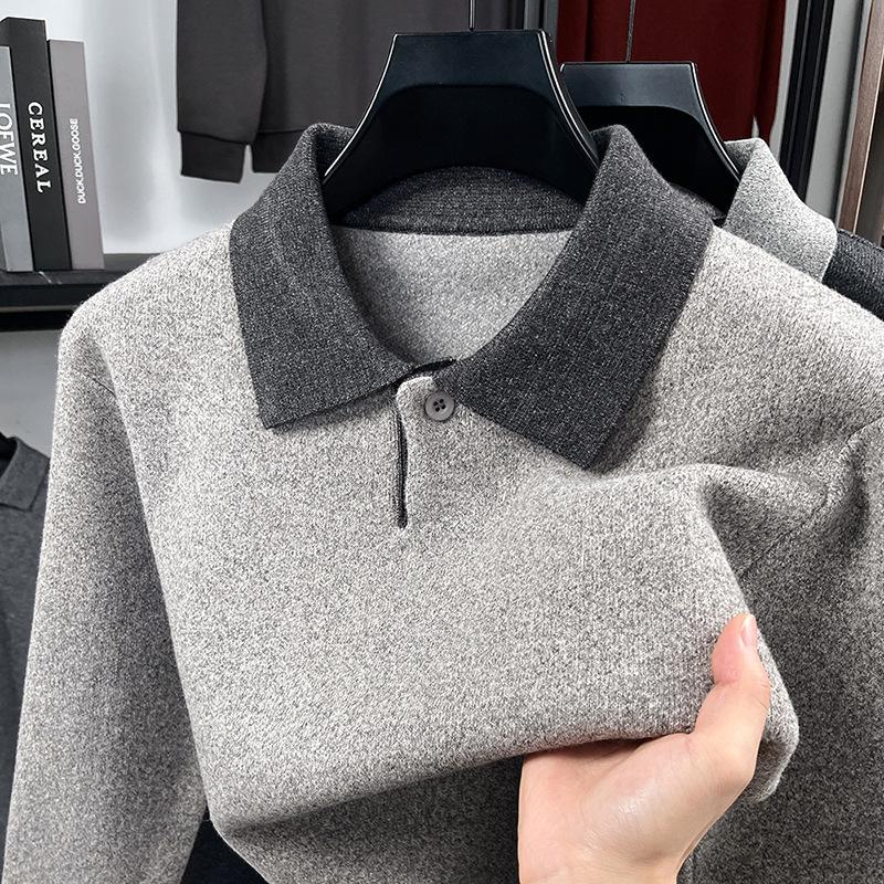 Men s Color Block Lapel Knit Pullover - Autumn/Winter Style for All Ages XXXX-Large
