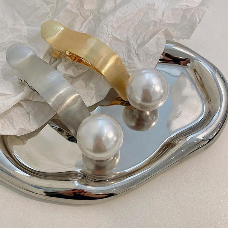 Fashion Metal Pearl Hair Clip Temperament Duckbill Grip Clip  Hairpin Hair Styling Tools Women Girls Hair Accessories Barrette