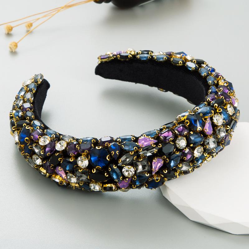 Sponge Pink Rhinestone Headwear Fashion Hairband Luxury Baroque Crytal Headband Wedding Ladies Bridal Hair Accessories