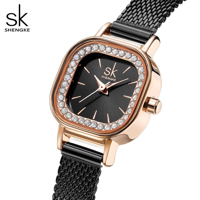 Ladies Watch Women'S Small Diamond-Encrusted Light Luxury Small Square Watch Sunshine Pattern Dial Waterproof Quartz Watch Women'S 0170