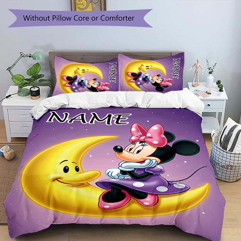 3pcs Minnie7 Cover Set - Personalized Name, HD Printed Bedding with 1 Cover and 2 Pillowcases - Perfect for Home Decor, Easy Care