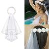 Delicate Bridal Crown Headband with Veil Bachelorette Party Hairhoop Engagement Party Headdresses Wedding Photoshoots