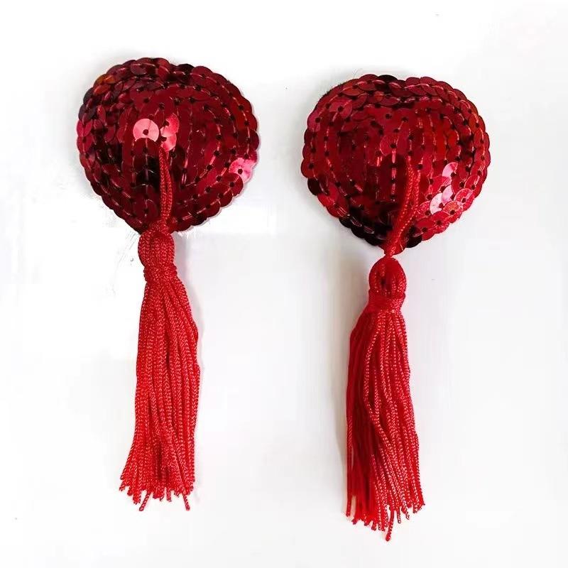 Sexy underwear accessories heart-shaped silicone chest stickers fringed heart-shaped sequins lace stickers blood drops