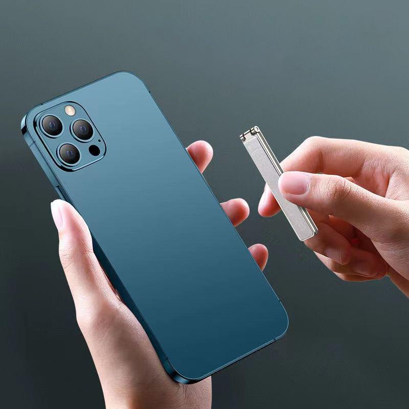 Ultra-thin Metal Folding Mobile Phone Mini Holder Invisible Back Stick Phone Desktop Bracket Alloy Portable Phone Support Stand