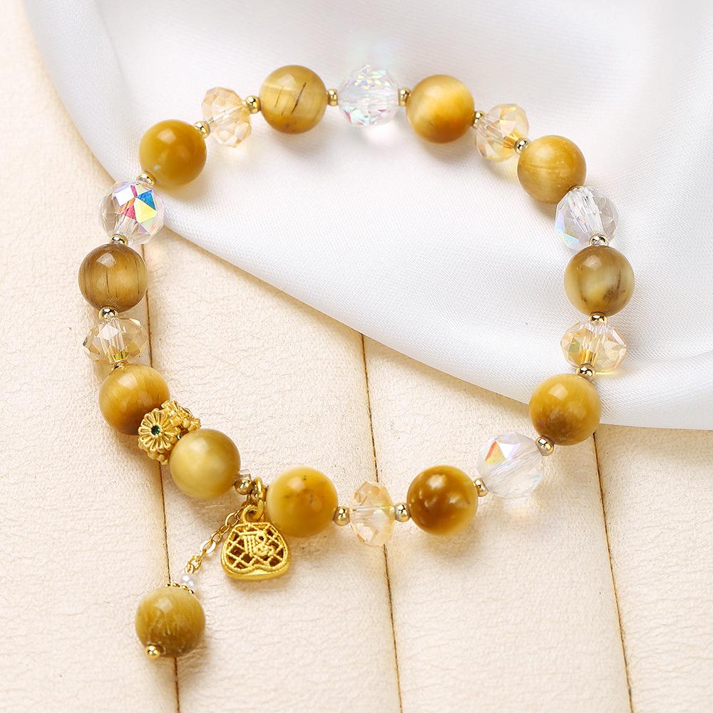 

Премиальный браслет из натурального тигрового глаза и австрийского хрусталя - Элегантная модная бижутерия