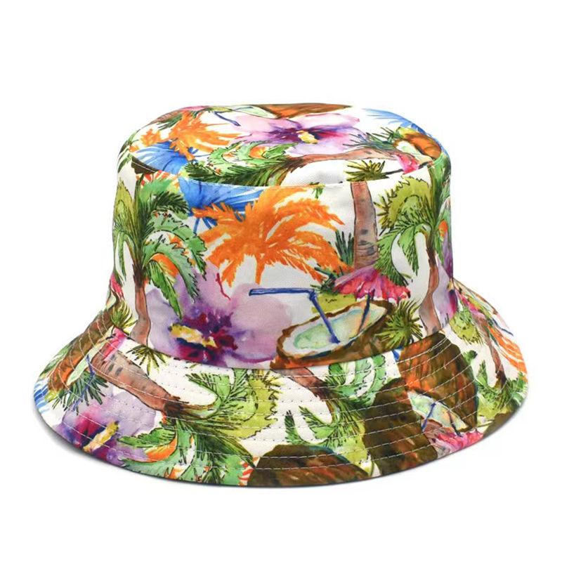 Fischerhut mit Blumenmuster für Herren und Damen, modischer Sommer-Sonnenhut, Batik-Sonnenhut, Glockenhut, faltbar