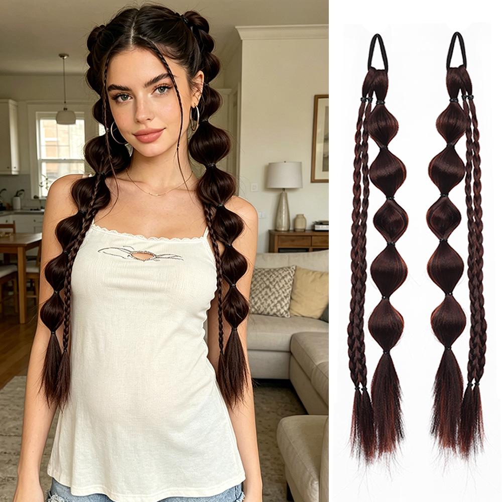 Tibetan Style Braided Ponytail - Bubble & Boxing Braid Hair Accessories