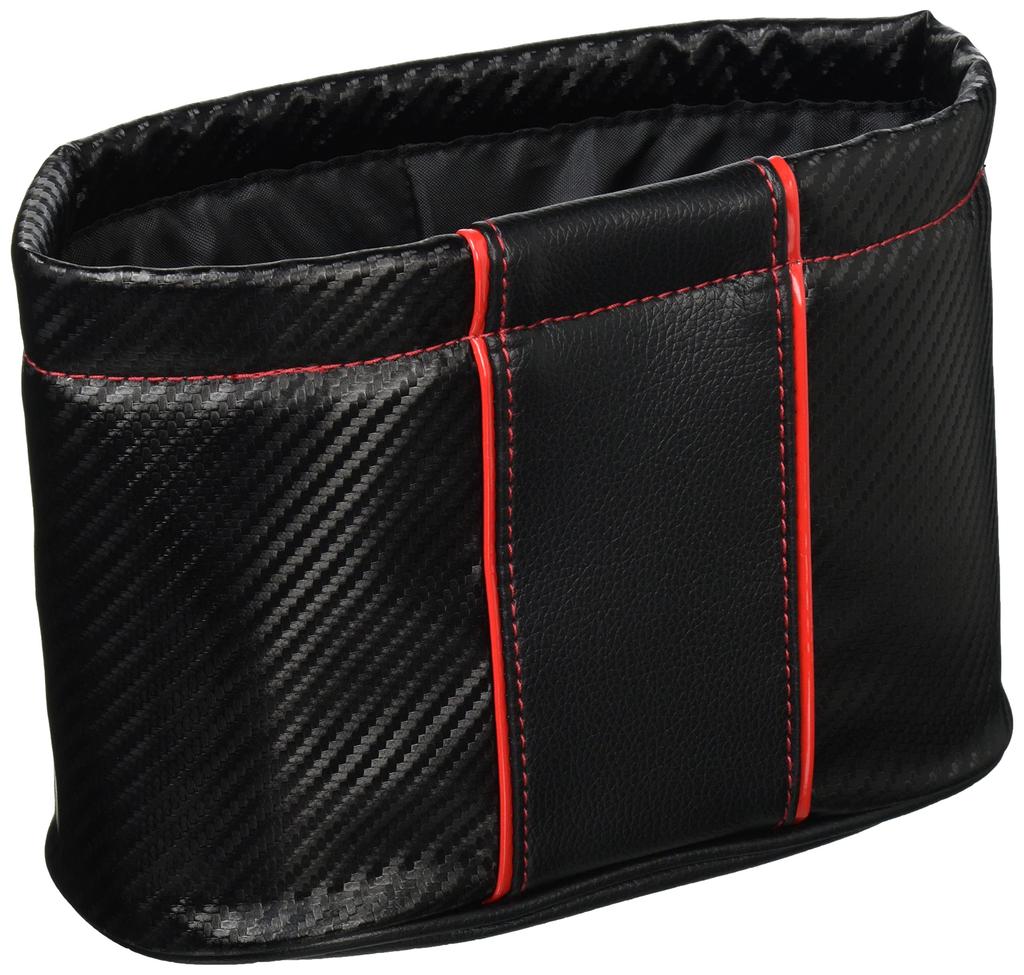 CARMATE Slim Dust Mini Car Trash Can with Red DZ329 Weight, Carbon-Like,