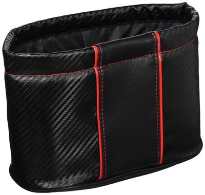 CARMATE Slim Dust Mini Car Trash Can with Red DZ329 Weight, Carbon-Like,